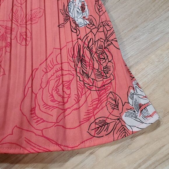 🔺️Laura Scott Coral Floral Print Crinkle Buttoned Blouse Large - Picture 7 of 12